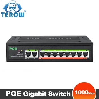 Гигабитный коммутатор POE 10 Портов Ethernet Switcher 1000 Мбит/с 8 PoE + 2 восходящих канала IEEE802.3af/at Поддержка VLAN для IP-камеры/Wifi Маршрута
