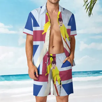 Плакат с известной позой Фредди Меркьюри, мужской пляжный костюм, креативный костюм из 2 предметов, высококачественный торговый размер США