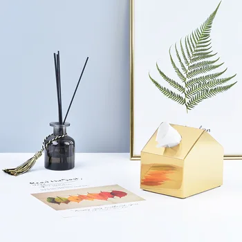 Золотая коробка для бумажных полотенец в скандинавском стиле Ins, Металлическая Коробка для бумажных полотенец для гостиной, Держатель для бумаги для рисования, салфетка для украшения