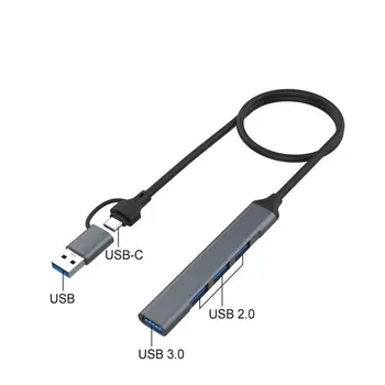 Док-станция с 4 Портами Type-c, 7 Портов USB 3.0, док-станция Usb-c, удлинитель из Алюминиевого Сплава, ПВХ, USB 3.0, Компьютерный Концентратор