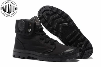 Полностью Черные кроссовки Palladium Pallabrouse, Мужские ботильоны в стиле милитари с высоким берцем, парусиновая повседневная обувь, Мужская прогулочная обувь Eur, Размер 39-45