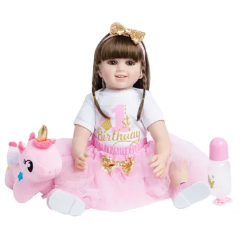 60 см, Мягкая силиконовая кукла-реборн для малышей, Розовое платье для Тела, Принцесса, Прекрасный подарок на День Рождения, игрушка для игр