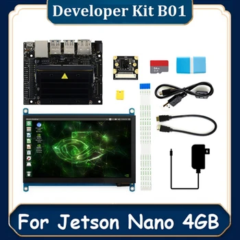 Для робота-программиста Jetson Nano 4GB, Встроенная плата глубокого обучения + 7-дюймовый сенсорный экран, камера IMX219, штепсельная вилка DIY US