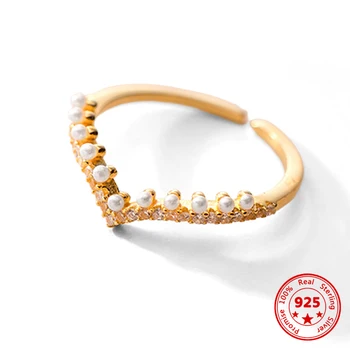 Простое кольцо из стерлингового серебра 925 пробы с жемчугом, корейский набор, кирпичное кольцо на палец, женские трендовые ювелирные изделия с жемчугом, подарок на день рождения, свадебная вечеринка