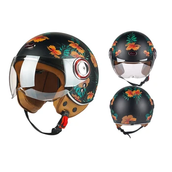 Новый Цветной Мотоциклетный шлем BEON B110B, Винтажный шлем для скутера с открытым лицом, Ретро Шлем для электровелосипеда, Moto Casco