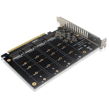 4-Портовая карта адаптера NVMe к PCIE M.2 Адаптер NVME к PCIe X16 4x32 Гбит/с M Key Конвертер жесткого диска Считыватель Карта расширения