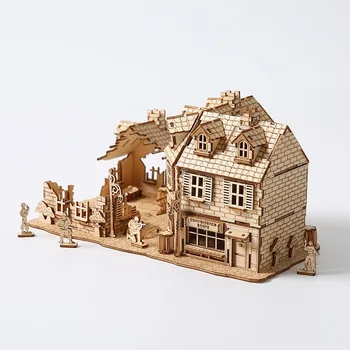 3d Деревянная головоломка 1942 Военный дом Имитационная модель Модели Комплект DIY Сборка Игрушка Модель Строительные наборы для детей Взрослые подарки