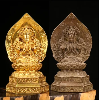 Статуя Бодхисаттвы Гуаньинь с тысячью рук, Скульптура Бодхисаттвы, Латунное Украшение, Статуя Будды, Статуя для коллекции в помещении