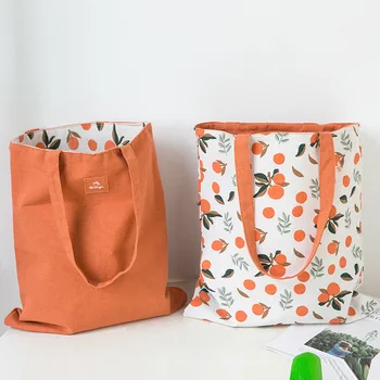 Женская Большая Холщовая сумка, Двусторонняя сумка для покупок, сумка-тоут для хранения разных вещей
