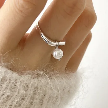 VENTFILLE Стерлинговое серебро 925 пробы, геометрические жемчужные нерегулярные кольца для женщин, корейские ювелирные изделия с милым темпераментом, подарок для девочек, Прямая поставка
