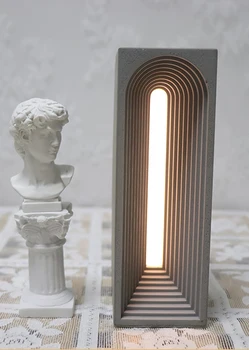 Светодиодная настольная лампа nordic art цементная настольная лампа для спальни мягкий свет у изголовья кровати цементная атмосфера маленький ночник