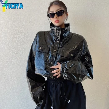 YICIYA кожаная куртка-бомбер, женские университетские куртки, шорты, черная модная новая корейская одежда, ветровка, винтажная бейсбольная куртка, пальто