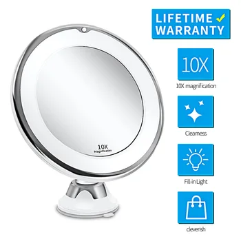 Гибкое зеркало для макияжа с 10-кратным увеличением, 14 зеркал с сенсорным экраном со светодиодной подсветкой, Туалетный столик, косметические Зеркала