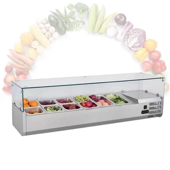 Холодильный шкаф для хранения фруктовых салатов и свежей выпечки, Десертный Стол для приготовления Небольшой Пиццы, Морозильная Камера Коммерческого назначения