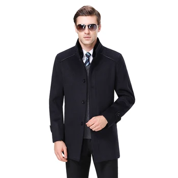 2023 Мужское полушерстяное пальто, Осенняя шерстяная куртка, Мужское бушлатное зимнее теплое шерстяное пальто, высококачественное мужское шерстяное пальто с отложным воротником