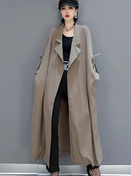 SuperAen 2023, Весенне-летний модный тренч, Корейское длинное Стильное Тонкое Свободное офисное Женское длинное пальто
