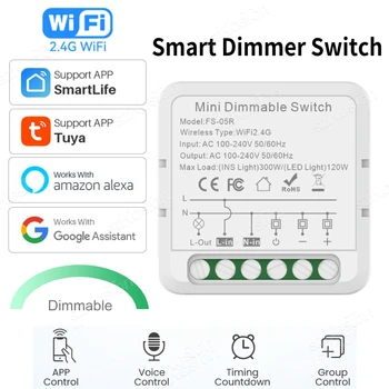 Tuya WiFi Smart Dimmer Switch Модуль 2-Полосного Управления С Регулируемой Яркостью Таймер Smart Life Приложение Беспроводной Пульт Дистанционного Управления Работает С Alexa Google