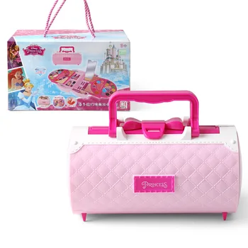 Диснеевская принцесса для девочек, настоящий чемодан, набор игрушек для косметики, игрушка для макияжа, подарок для девочки, Набор для игры в дом, Лак для ногтей с подарочной коробкой