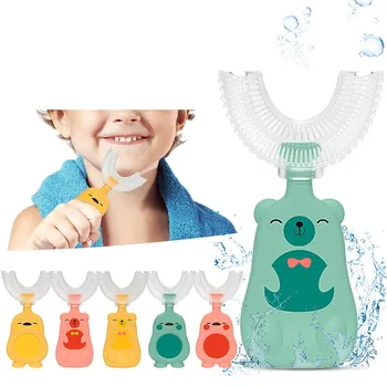 Детская Зубная щетка, Детская 360-градусная U-образная зубная щетка, Прорезыватели, мягкая силиконовая детская щетка, Детские зубы, Уход за полостью рта, 1 шт.