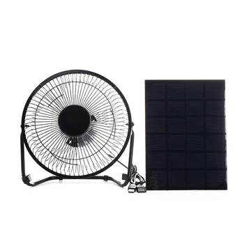 Черная Солнечная панель с Питанием + USB 5 Вт металлический Вентилятор 8 Дюймов Охлаждающая Вентиляция Автомобиля Охлаждающий Вентилятор для Путешествий на открытом воздухе Рыбалка Домашний Офис