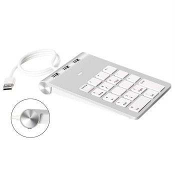 Мини Цифровая клавиатура Клавиатура с 18 клавишами, Цифровая клавиатура Numpad, Цифровая клавиатура с 3 портами, USB-концентратор для ноутбука, настольного ПК
