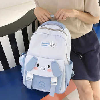 Новый дизайн, Sanrio Melody, Черный рюкзак Kuromi Kawaii, Студенческая сумка на плечо, Водонепроницаемая легкая сумка большой емкости