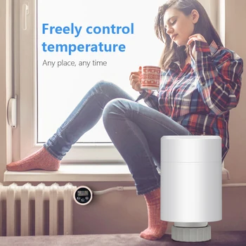 Приложение Control Клапан регулирования температуры, Двухрежимные Аксессуары Для радиатора Zigbee Smart Radiator Valve Mini Smart Home Белый