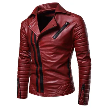 Красивая мужская кожаная куртка, осень-зима, Новое стильное пальто, мужская мотоциклетная кожаная одежда с лацканами на нескольких молниях, краткий дизайн S-4XL