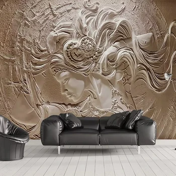 Европейская 3D-тисненая красивая фреска Персонализированные фотообои на заказ Настенная роспись для гостиной ТВ-фон монотканевая водонепроницаемая настенная роспись
