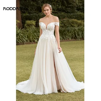 RODDRSYA Элегантные свадебные платья в стиле Бохо Для женщин 2023, Кружевные Аппликации, Тюлевое Свадебное платье с пуговицами, Vestidos De Novia