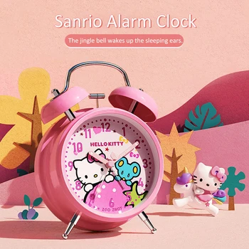 Sanrio Будильник KT Hellokitty Немой Светящиеся Часы Творческая Личность Аниме Спальня Моя Мелодия Студент Мальчик Девочка Прикроватный Декор Подарок