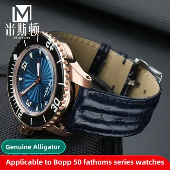 Подходит для часов Baopo 50 саженей кожаный ремешок для часов из крокодиловой кожи мужской 50 саженей синий Tao 5000110 23 мм