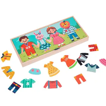 Подходящие Пазлы для малышей, Настольная игра-головоломка в форме одевалки, Дошкольная игрушка Монтессори для малышей, Способствующая зрению