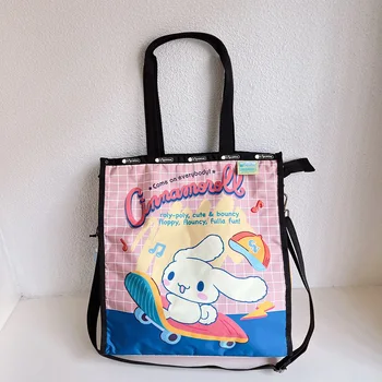 Аниме Sanrio Cinnamoroll Сумка на плечо Kawaii, Многослойная сумка для хранения, Портативная Многоразовая Модная сумка-тоут Y2k, сумка для покупок