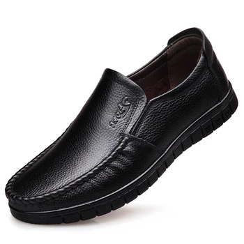 2023 Новая мужская обувь из натуральной кожи, Брендовая Повседневная обувь для отца, нескользящая Черная Мужская обувь из коровьей кожи среднего возраста