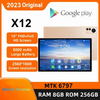 Горячие Продажи 2023 Gobal Версия Android Tablet X12 10,1 Дюймов Android 12 Bluetooth 8 ГБ 256 ГБ Deca Core 24 + 48MP WPS + 5G WIFI Ноутбук