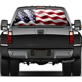 Наклейки на заднее стекло грузовика с американским флагом Hsdiokl, Наклейки на Грузовик с американским флагом, Грузовики из перфорированного винила, Внедорожник, Легковые автомобили, Универсальные, 66 