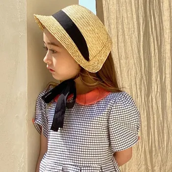 2023 Новая корейская детская летняя Соломенная шляпа для защиты от солнца на открытом воздухе из пшеничной соломы, необходимая для путешествий