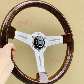 14-дюймовое Гоночное Рулевое колесо с Классическим деревянным рисунком, ABS, Плоская Спица, 350 мм, Универсальное Рулевое колесо
