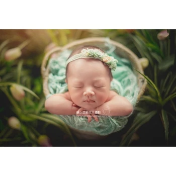 Обертывание из марли для новорожденных, марлевое хлопчатобумажное окрашенное одеяло, детская эластичная трикотажная обертка, реквизит для фотосъемки новорожденных