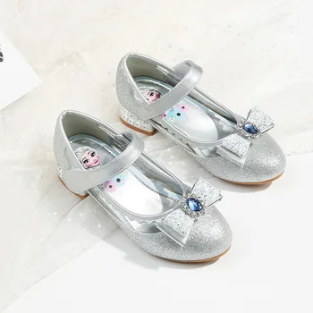Обувь для танцев принцессы диснея Эльзы весенние новые детские туфли на высоком каблуке с блестками и стразами для девочек