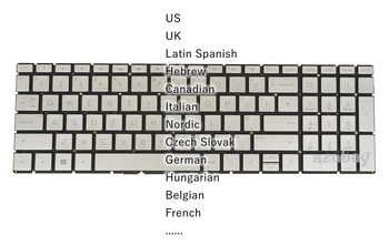 Клавиатура на американском иврите, канадском и испанском языках для HP 15-cn0000 15-cp0000 15-cr0000 15-cs0000 15-cs1000 15-cs2000 15-cu000 с подсветкой S