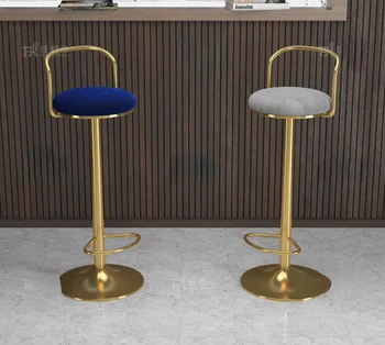 Золотые барные стулья для кухонной мебели, Скандинавский Роскошный Тканевый Высокий барный стул, Стойка регистрации, Барный стул для переговоров