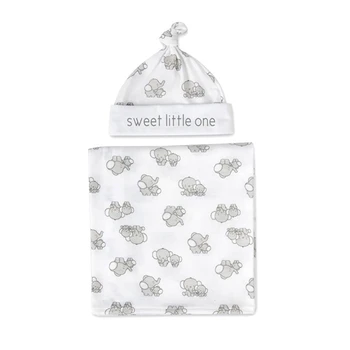 комплект из 2 предметов для новорожденных, милых цветочных пеленок с животными, Одеяло для приема со шляпой