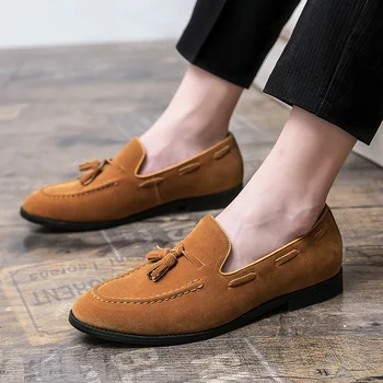 Весенне-летние Новые мужские туфли Lefse в британском стиле большого размера с кисточками, модный комплект большого размера, обувь Lazy Beans, PX025