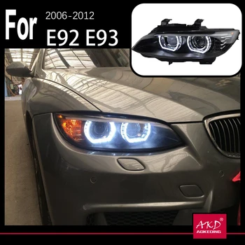 AKD Модель автомобиля для BMW E92 Фары 2006-2012 E93 Фары 330i 335i DRL Hid Головной Фонарь Angel Eye Биксеноновый Луч Аксессуары