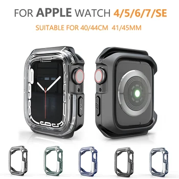 Защитная пленка для экрана Apple Watch Case 45 мм 41 мм 44 мм 40 мм, Полный бампер из ТПУ, Прозрачная крышка, аксессуары iwatch series 7 SE 6 5 4