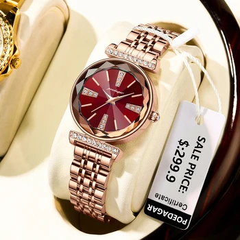 Роскошные женские часы POEDAGAR от ведущего бренда из нержавеющей стали, водонепроницаемые кварцевые женские наручные часы Relogio Feminino, подарок для девушки + коробка