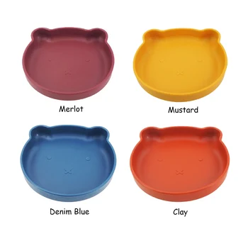 Chenkai 5шт, 4 цвета, Силиконовая детская тарелка в форме медведя, Детская посуда, Водонепроницаемая миска для кормления, Ударопрочные тарелки