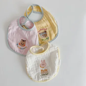 MILANCEL Новые Детские Нагрудники С красочной Вышивкой Буквами Медведя Ткань Для Отрыжки Младенцев